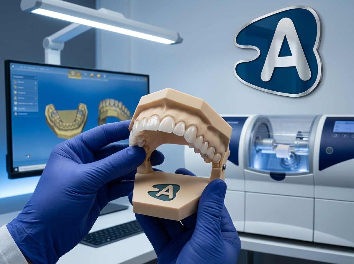 Dental technician holding jaw model 202605041357